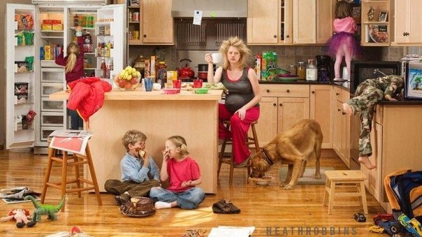 mère avec enfants